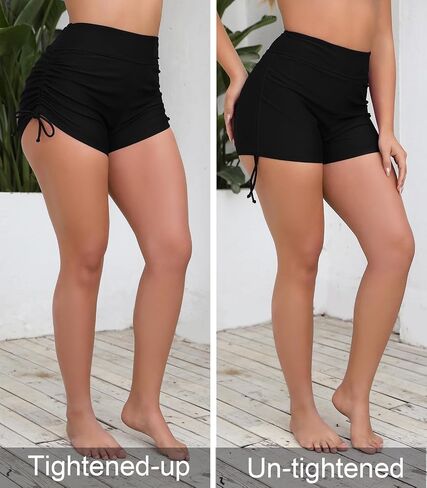 Halcurt Women's High Waisted Swim Board Shorts Tummy Control Side Tie Adjustable Tankini Swimsuit Bottoms in Saudi Arabia