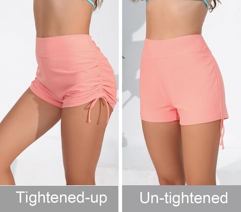 Halcurt Women's High Waisted Swim Board Shorts Tummy Control Side Tie Adjustable Tankini Swimsuit Bottoms in Saudi Arabia