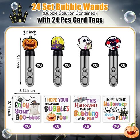 24 مجموعة/48 قطعة من فقاعات الهالوين الخاصة بك مع مجموعة هدايا ممتعة، تتضمن 24 قطعة من عصا فقاعات الهالوين الكبيرة مع محلول الفقاعات، مجموعة 24 قطعة من بطاقات الفقاعات المرحة لمستلزمات الحفلات المنزلية والفصول الدراسية in Kuwait