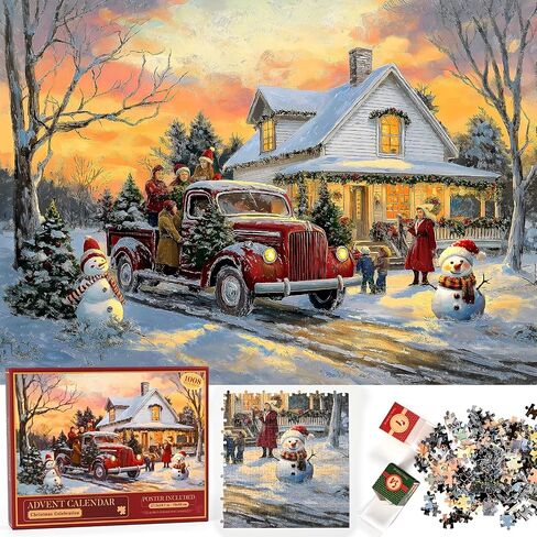 Homlouue Jigsaw Puzzle Advent Calendar 2024, Advent Calendar Puzzle for Adults Kids Teens, 24 Days Christmas Advent Calendar, Jigsaw Puzzles 1008 Pieces, 27.56 * 19.68 Inch in Saudi Arabia