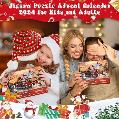 Homlouue Jigsaw Puzzle Advent Calendar 2024, Advent Calendar Puzzle for Adults Kids Teens, 24 Days Christmas Advent Calendar, Jigsaw Puzzles 1008 Pieces, 27.56 * 19.68 Inch in Saudi Arabia