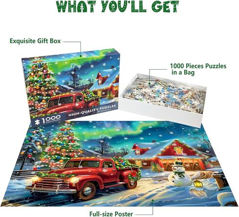 Christmas Puzzles 1000 Pieces, Aurora Christmas Eve Christmas Puzzle, Aurora Scene Christmas Puzzles, Christmas Puzzles for Adults 1000 Piece Puzzle for Adults Christmas, Christmas Jigsaw Puzzles in Saudi Arabia