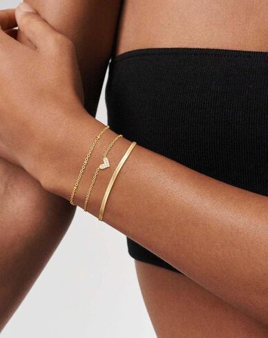 Gold Bracelets for Women, Dainty 14k Gold Plated Heart Snake Bracelet Stack Set Trendy Stackable Cubic Zirconia Charm Diamond Cross Chain Adjustable Gold Bracelets Fashion Jewelry for Women in Saudi Arabia