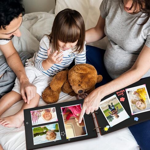 سجل قصاصات ذاتي اللصق من Giiffu، ألبوم صور خشبي 100 صفحة، 31 × 21 سم، سجل قصاصات ألبوم يدوي الصنع للذكرى السنوية، الزفاف، عيد الحب، عيد الأم، عيد الميلاد، السفر، استحمام الطفل in Kuwait