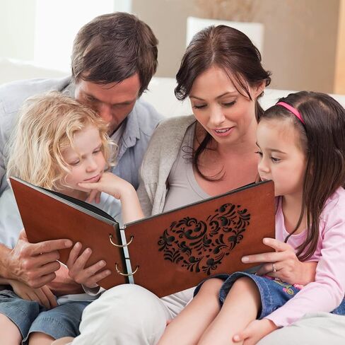 سجل قصاصات ذاتي اللصق من Giiffu، ألبوم صور خشبي 100 صفحة، 31 × 21 سم، سجل قصاصات ألبوم يدوي الصنع للذكرى السنوية، الزفاف، عيد الحب، عيد الأم، عيد الميلاد، السفر، استحمام الطفل in Kuwait