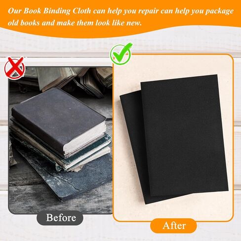 قماش كتاب أسود، سطح قماشي مقاس 40 × 16 بوصة غطاء كتب مدعم بالورق منسوج بشكل وثيق من قماش تجليد الكتب لغلاف ألبوم الكتب DIY لسكرابوكينغ، لفتان in Kuwait