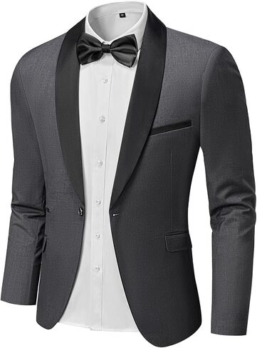 MrSure Men's Casual Blazer One Button Shawl Lapel Jacket, Lightweight Coats for Wedding Party in Kuwait
