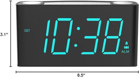 Rocam Digital Alarm Clock for Bedrooms - Large 7.5'' LED Display with Dimmer, Snooze, 7 Color Night Light, Easy to Set, USB Chargers, Battery Backup, 12/24 Hour for Kids,Heavy Sleepers(Blue) in Kuwait