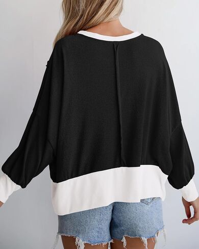 BTFBM Women's Casual Long Sleeve Oversized Sweatshirts Crewneck Side Slits Knit Clothes 2024 Fall Loose Pullover Tops in Saudi Arabia
