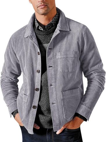 Runcati Men's Corduroy Jacket Lightweight Casual Button Down Shacket Long Sleeve Retro Shirts Coat in Saudi Arabia
