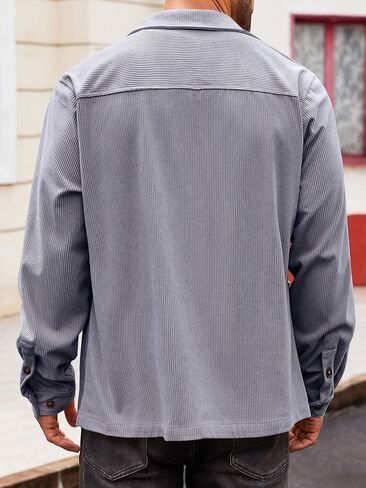 Runcati Men's Corduroy Jacket Lightweight Casual Button Down Shacket Long Sleeve Retro Shirts Coat in Saudi Arabia