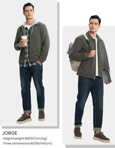 سترة Rdruko الرجالية القصيرة سترة واقية من الرياح خفيفة الوزن كاجوال أنيقة بسحاب كامل مع جيوب بسحاب in Kuwait