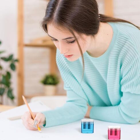 8 Pack Mini Hand Held Pencil Sharpeners, Manual Pencil Sharpeners, Pencil Sharpener with Lid with Cover & Receptacle, Portable Double Hole Handheld Pencil Sharpener, for Office Home, 4 Colors in Saudi Arabia