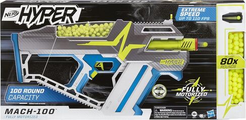 Nerf Hyper Mach-100 Fully Motorized Blaster, 80 Hyper Rounds, Eyewear, Up to 110 FPS Velocity, Easy Reload, Holds Up to 100 Rounds in Saudi Arabia