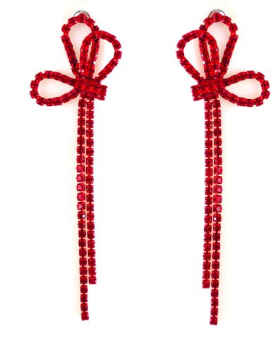 Bow Chandelier Earrings for Women,Sparkly Earrings Dangle Dangling Earring Crystal Rhinestone Drop Tassels for Wedding Prom Fashion Jewelry in Saudi Arabia