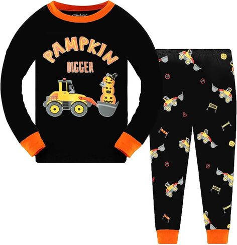 Toddler Boys Halloween Pumpkin Pajamas 100% Cotton Pjs for Boy Jammies Little Kids Sleepwear Clothes Sets Size 2-7T in Saudi Arabia