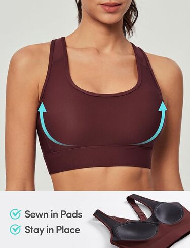 IUGA High Impact Sports Bras for Women High Support Racerback Sports Bra with Sewn-in Pads Adjustable Straps in Kuwait