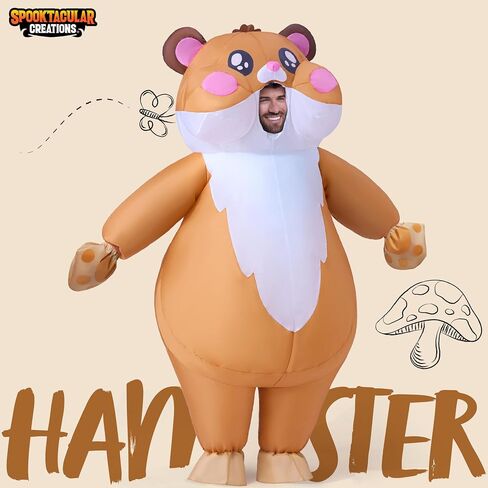 أزياء Spooktacular Creations للبالغين في الهالوين قابلة للنفخ، زي الهامستر النسائي مع قفازات، بدلة الهامستر القابلة للنفخ لكامل الجسم لحفلات الهالوين التنكرية in Saudi Arabia