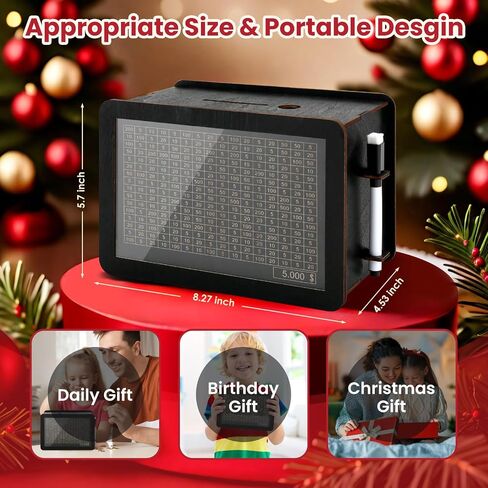 Large Cash Vault Wooden Savings Box, Piggy Bank for Adults Kids, Coin Money Savings Box with Counter Gift for Adults Kids Boys Girl,Money Saving Box,Saving Box (Black $10000) in Saudi Arabia