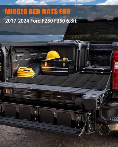 حصيرة سرير شاحنة MIROZO متوافقة مع 2017-2024 Ford F250 F350 لجميع الأحوال الجوية للحماية من TPE Super Duty Pickup Car Bed Cargo Mat 6.8FT سرير طويل in Saudi Arabia