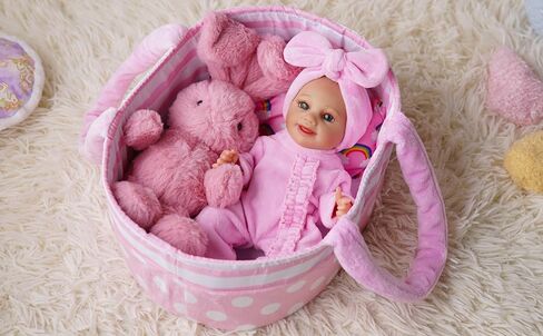 BABESIDE Reborn Baby Doll Bassinet with Handle Foldable Baby Doll Crib Bed Soft Doll Carrier Doll Accessories with Pillow for 10-12 inch Baby Dolls Girls (Pink) in Saudi Arabia