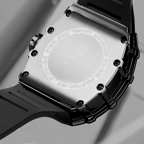Mens Watches Tonneau Design Analog Unique Sports Quartz Wrist Watch for Men with Luminous Date Calendar Rubber Strap Silicone Band in Saudi Arabia