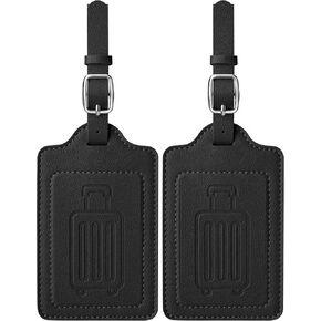 Teskyer Leather Luggage Tags for Suitcases, TSA Approved Luggage Tag with Privacy Protect Flap Cover, 2 Pack, Brown in Kuwait