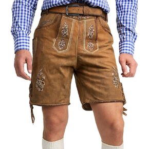 STEIGENHÖFER Men's Vintage-Style Lederhosen for Oktoberfest - Designed in Germany - Genuine Leather in 3 Colors, Sizes 28-44