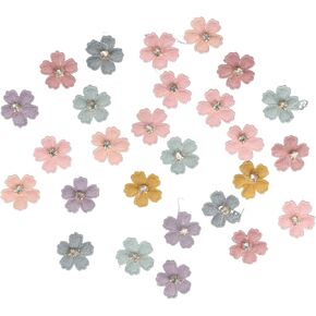 100 Pcs Mini Flower with Rhinestone Applique Artificial Silk Flowers Embellishments for DIY Clothes Hat Sewing Patches Hair Clips Bow Decor