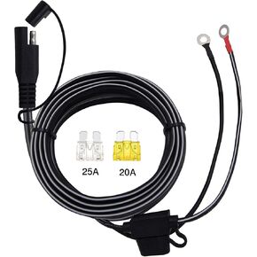 6.5FT 14AWG Ring Terminal to SAE Harness Quick Connect/Disconnect Assembly, 20A Fuse