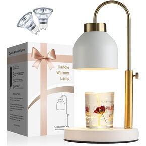 Candle Warmer Lamp Electric Candle Lamp with Timer Dimmable Wax Melt Warmer for Scented Wax with 2 Bulbs Adjustable Candle Warming Lamp, Home Decor, Valentines Day Gifts Gold