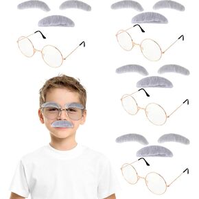 24 قطعة من إكسسوارات أزياء الرجل العجوز تتضمن نظارات الجد الذهبية الوردية وشارب الرجل العجوز والحواجب للأطفال والإكسسوارات الخاصة بحفلات الهالوين in Kuwait