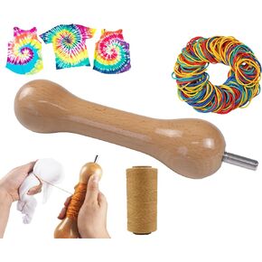 Tie Dye Tool,Sinew Puller for Tie Dye,DIY tie-dye Stretching Tools,with 210D 1.0mm 273 Yards Tie-Dye Waxed Thread and 160 PCS (32 mm) Elastic Durable Stretchy Multicolor Rubber Bands