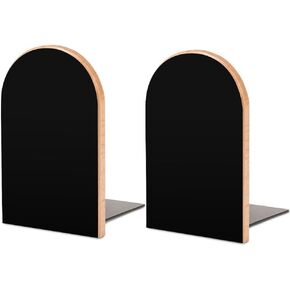 Personalized Book Stand Design Your Own Picture Text Logo Image 2 Pack Custom Wood Bookends Decor Customize Book Holders for Office Home School Classroom, 3.1x5 Inch/Black