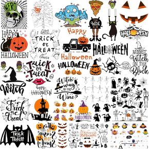 21 Sheets Halloween Iron on Transfers Pumpkin Bat Ghost Skeleton Heat Transfer Stickers Iron on Decals Ready to Press for DIY Craft Clothes T-Shirts Hoodie Bags Pillows Hat