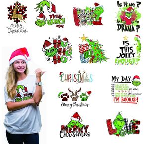 Christmas HTV Heat Transfer Vinyl Green12 Sheets Iron on Vinyl Adhesive Craft Vinyl for Christmas Holiday DIY Fabric T-Shirt Bag
