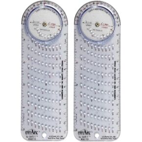 46110 mmArc Protractor Compass Plus, 15.8 cm Long, Made of Clear Plastic with Bluish Hue, Semicircular Side with Rotating Disc Inset on One Edge, Allows Direct View of Vertex Points - Pack of 2