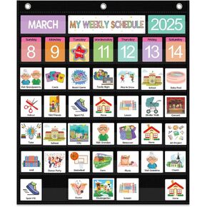 Weekly Visual Schedule for Kids,Weekly Calendar for Toddler Planner Kids Routine Chart Includes 259 Cards for Home School - Daily, Weekly, Monthly, Yearly Routine Chart for Kids, Teenagers, Adults
