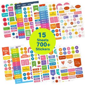 Student Planner Stickers - 15 Sheets, 700+ Stickers - School Planner Stickers and College Stickers - Homework and Study Planning Stickers for Academic Planners, Nursing Students or Teacher Planners