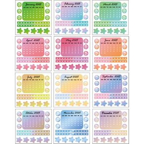 2025 Mini Monthly Calendar Sticker 3.2 x 3.75inch Date Car Calendar Labels for Journal Calendar Planner Notebooks
