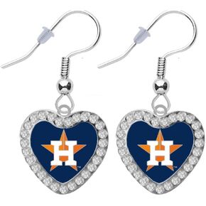 Baseball Crystal Heart Earrings Pierced