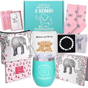 Elephant Gifts for Women, Birthday Gifts for Elephant Lovers, Elephant Gifts for Wedding Thanksgiving Christmas Mother's Day, Funny Wine Tumbler, Elephant Bracelet, Keychain, Jewelry Dish, Bag, Socks