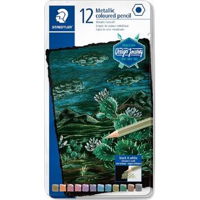 STAEDTLER 146M M12 Metallic Colouring Pencils - Assorted Colours (Tin of 12)