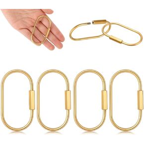 4 Pcs Brass Screw Lock Keychain, Durable Brass Screw Lock Clip Key Chain Ring Durable Simple Brass Keychain Holder Brass Key Ring Simple Style Car keychain for Men Women Gold