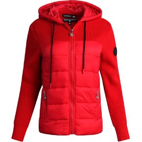 CANADA WEATHER GEAR Women's Lightweight Quilted Jacket - Weather Resistant Winter Jacket with Knitted Sleeves and Yoke (S-XL)