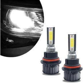 2 قطعة 9007 مصباح ضباب LED للسيارة، 35 مم × 84 مم × 25 مم 38 وات 6000 كيلو 6000LM IP68 لمبة رقاقة COB عالية السطوع مقاومة للماء، ملحقات إضاءة مساعدة تلقائية، متوافقة مع معظم موديلات السيارات (أبيض)