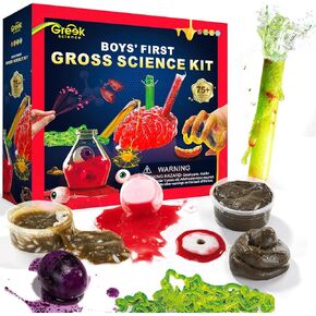 Boys First Gross Science Kit for Kids Age 6-8 8-12, Halloween Slime Kit for Boys, Birthday Gift Ideas for Boys 8-10, Chemistry Set with Brain Dissection, Poop Experiment,Cool STEM Toys