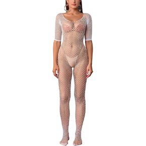 Women's Mesh Bodysuit Cut Out Lingerie For Women Fishnet Tights Bodystockings Nightwear Underwear