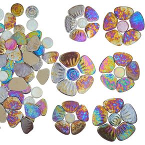 Iridescent Ceramic Petal Mosaic Tiles, Mixed Sizes, 1.1 lbs, Perfect for DIY Crafts, Indoor & Outdoor Decor, Garden Art & Floral Mosaic Projects (White Petals)