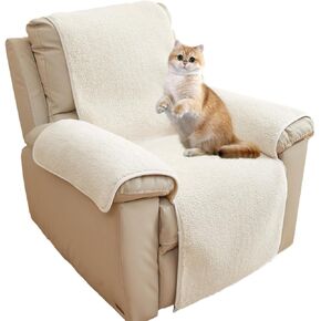 Recliner Chair Cover, 1 Piece Thickened Flannel Plush Sofa Slipcover Non Slip Armchair Cover,Soft Warm Furniture Protector Cover for Kids and Pets (Camel,(22"*82") 56 * 207cm)